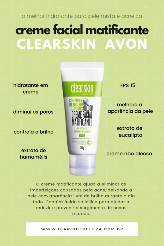 Creme Facial Matificante Clearskin da Avon
